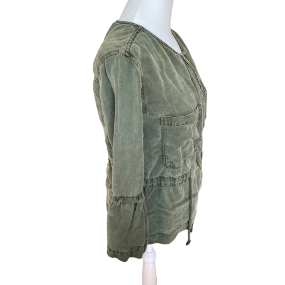 Sanctuary army green zip up jacket with sleeve detail XS - Picture 2 of 5